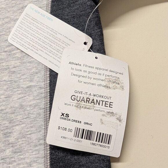 NWT ATHLETA Omega Dress Color Block Heather Grey White Body Con Long Sleeve  XS - Picture 5 of 5